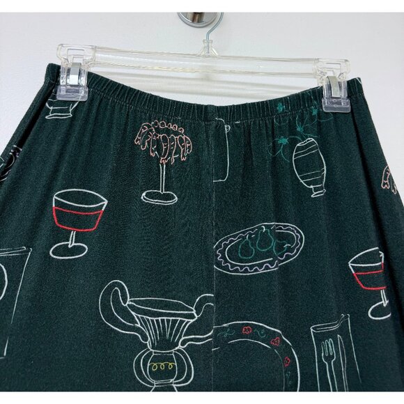 Lisa Says Gah Lauren Midi Skirt Green Food Set the Table Forest Tablescape M - Picture 9 of 11